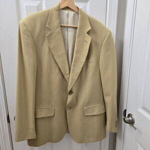 Cezar Del Prado Mens Beige 100% Silk Blazer Jacket‎ Size 40R Herringbone Summer